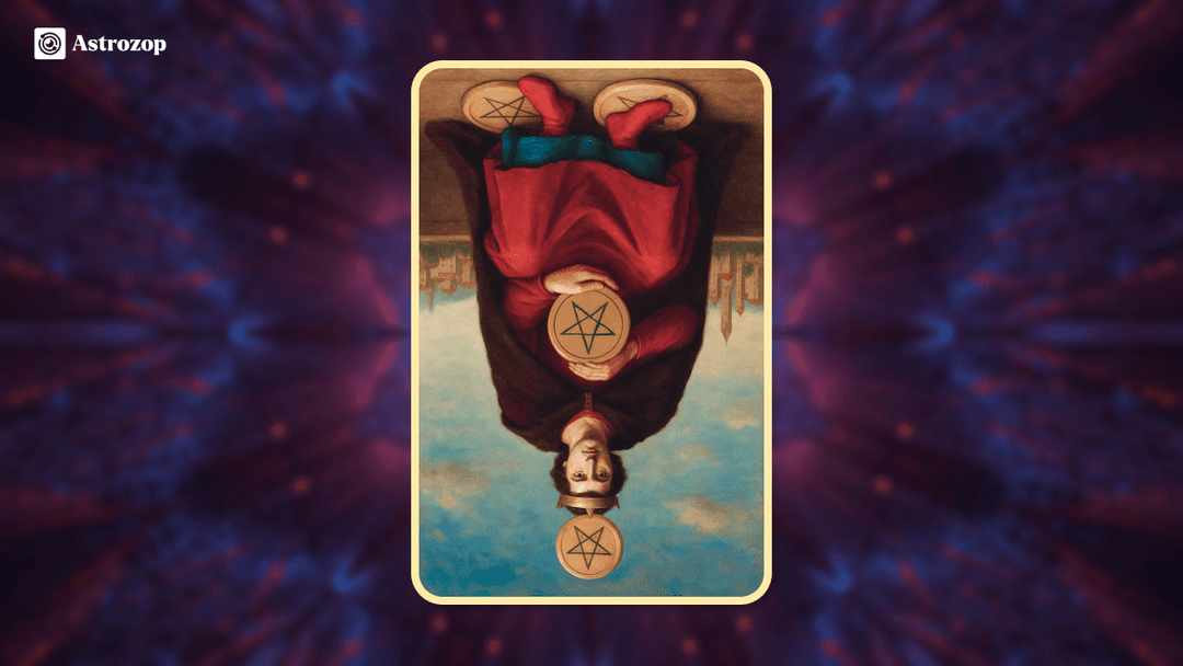 Reversed Four of Pentacles tarot card showing a figure releasing coins or appearing less rigid